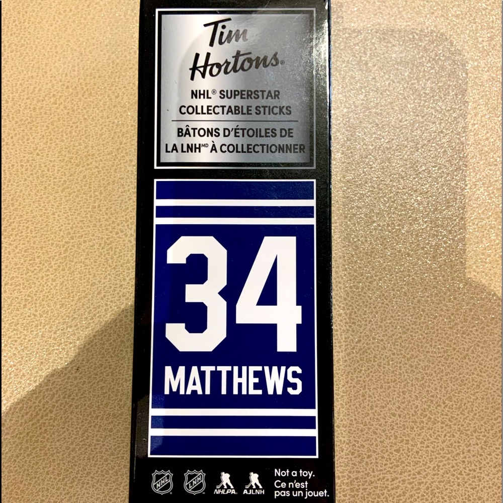 New Collectable Tim Hortons “Austin Matthews” hockey stick. MVP winner. …